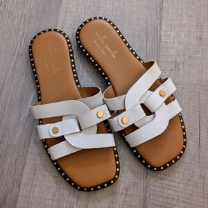 Leather Slip On Sandals US Sz 8.5 Narrow
